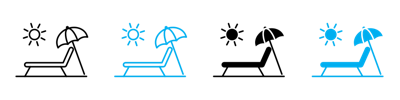 Beach Chair With Umbrella Icon vector
