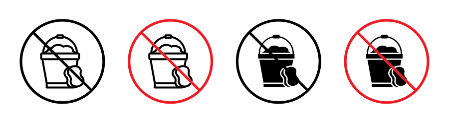 Cleaning Bucket With Sponge Sign Icon SVG