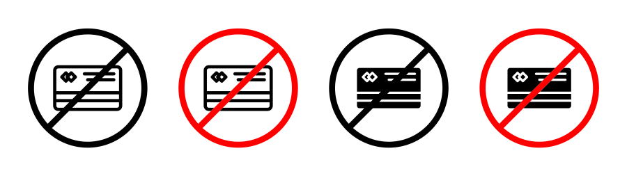 Credit Card With Prohibition Sign Icon SVG