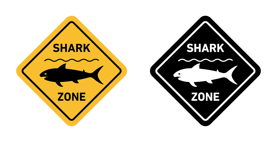 Danger Of Shark Sign Icon SVG