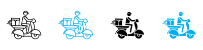 Delivery Man Riding Motorcycle Icon vector