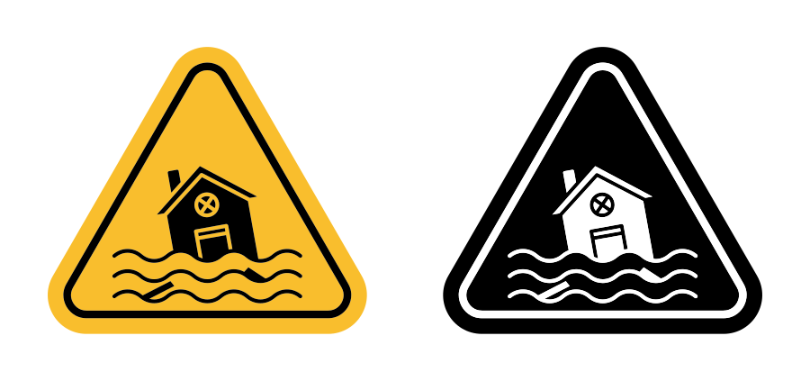 Flood Disaster Sign Icon SVG