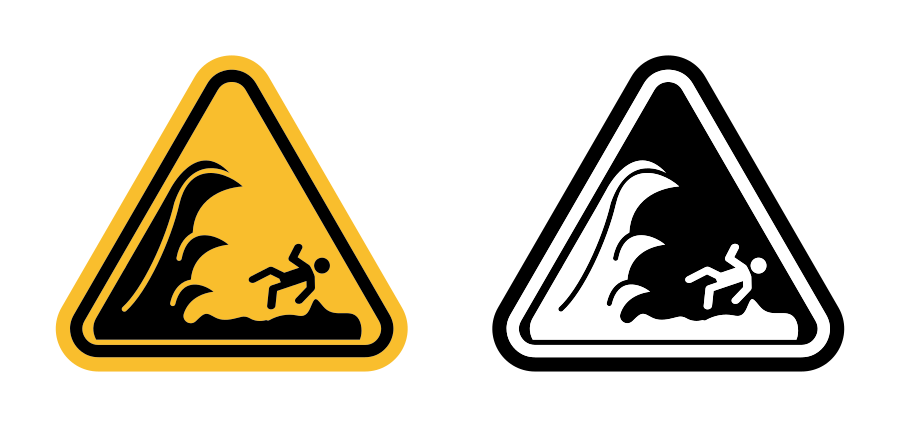 High Sea Waves Warning Sign Icon SVG
