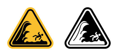 High Sea Waves Warning Sign vector