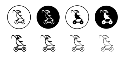 Jogging Stroller Icon vector