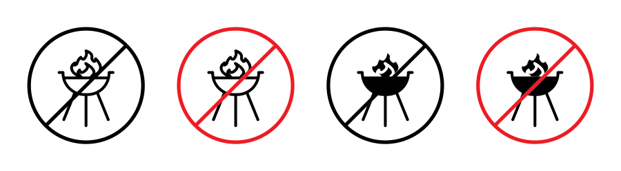 No Barbecue With Fire Sign Icon SVG