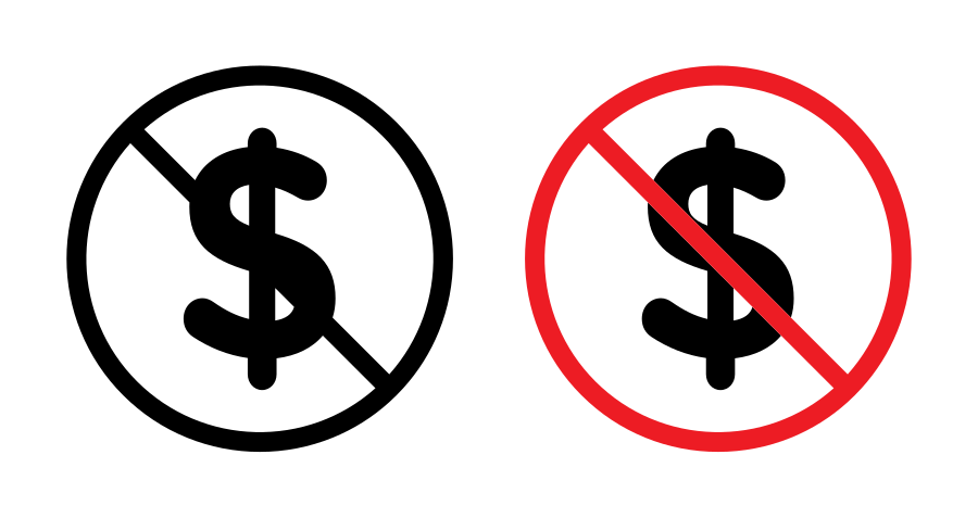 No Dollar Sign Icon SVG