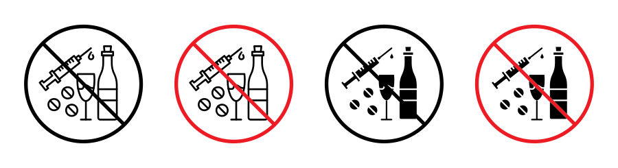No Drugs Or Alcohol Sign Icon SVG