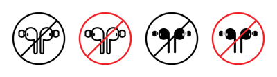 No Earbuds Allowed Sign vector