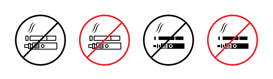 No Smoking Including Electronic Cigarettes Sign Icon SVG