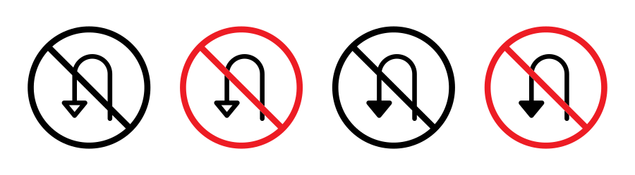 No U Turn Road Sign Icon SVG
