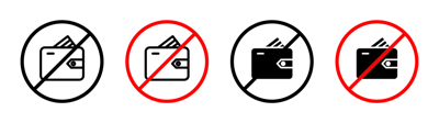 No Wallet Sign vector