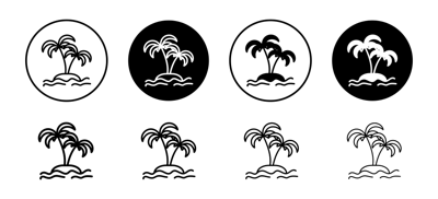 Palms On Island Icon vector