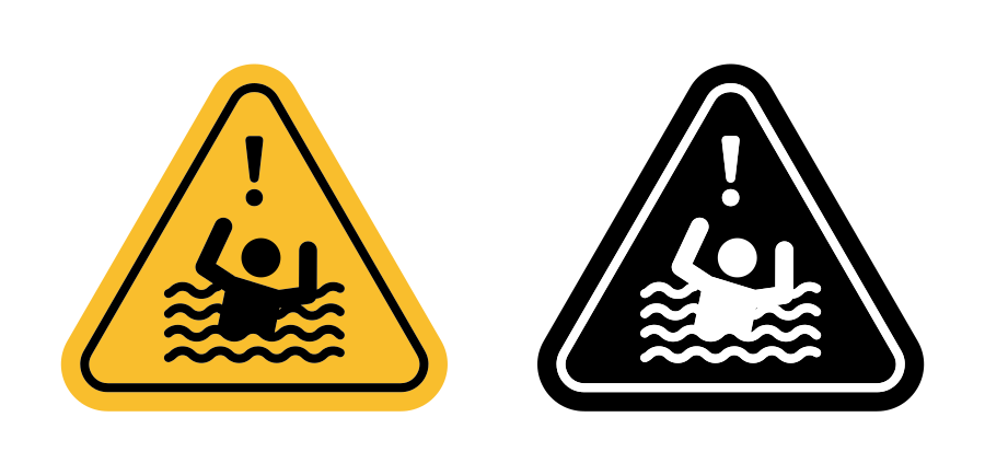 Risk Of Drowning Warning Sign Icon SVG