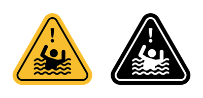 Risk Of Drowning Warning Sign vector