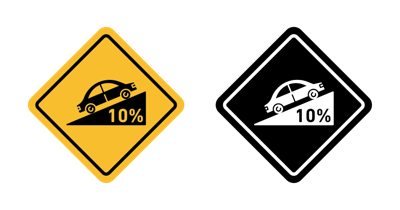 Steep Slope Ahead Sign vector