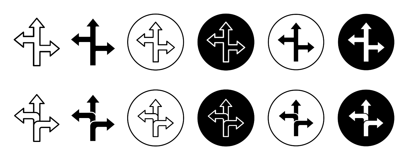 Three Direction Sign Icon SVG