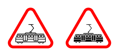 Tramway Caution Traffic Sign vector
