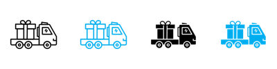 Truck Carrying Gift Box Icon vector